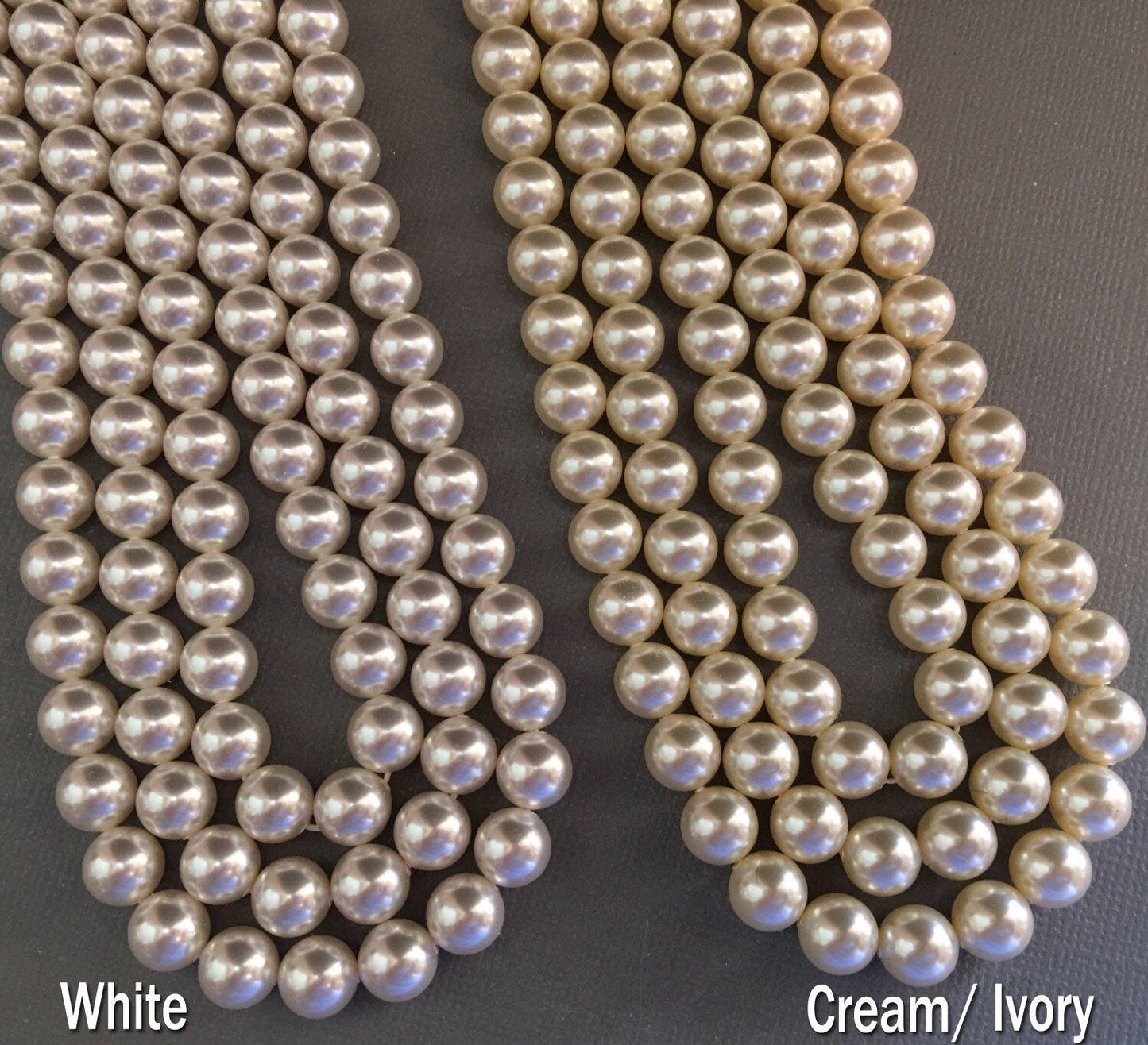 Pearl Necklace Extender in Bronze, Silver or Gold and Cream Ivory or White glass pearls to lengthen vintage necklaces fish hook clasp