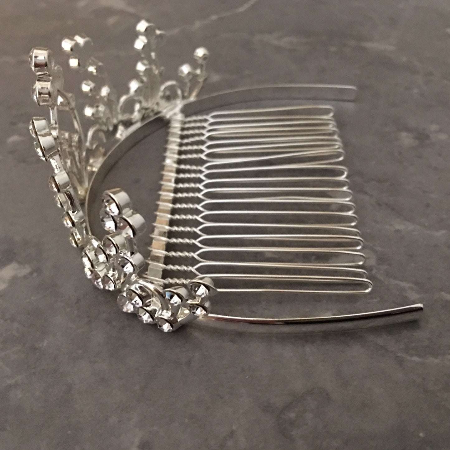 Audrey Hepburn style Tiara Crown small rhinestone decorative comb tiara Breakfast at Tiffany style wedding bridal veil bridal shower Holly Costume