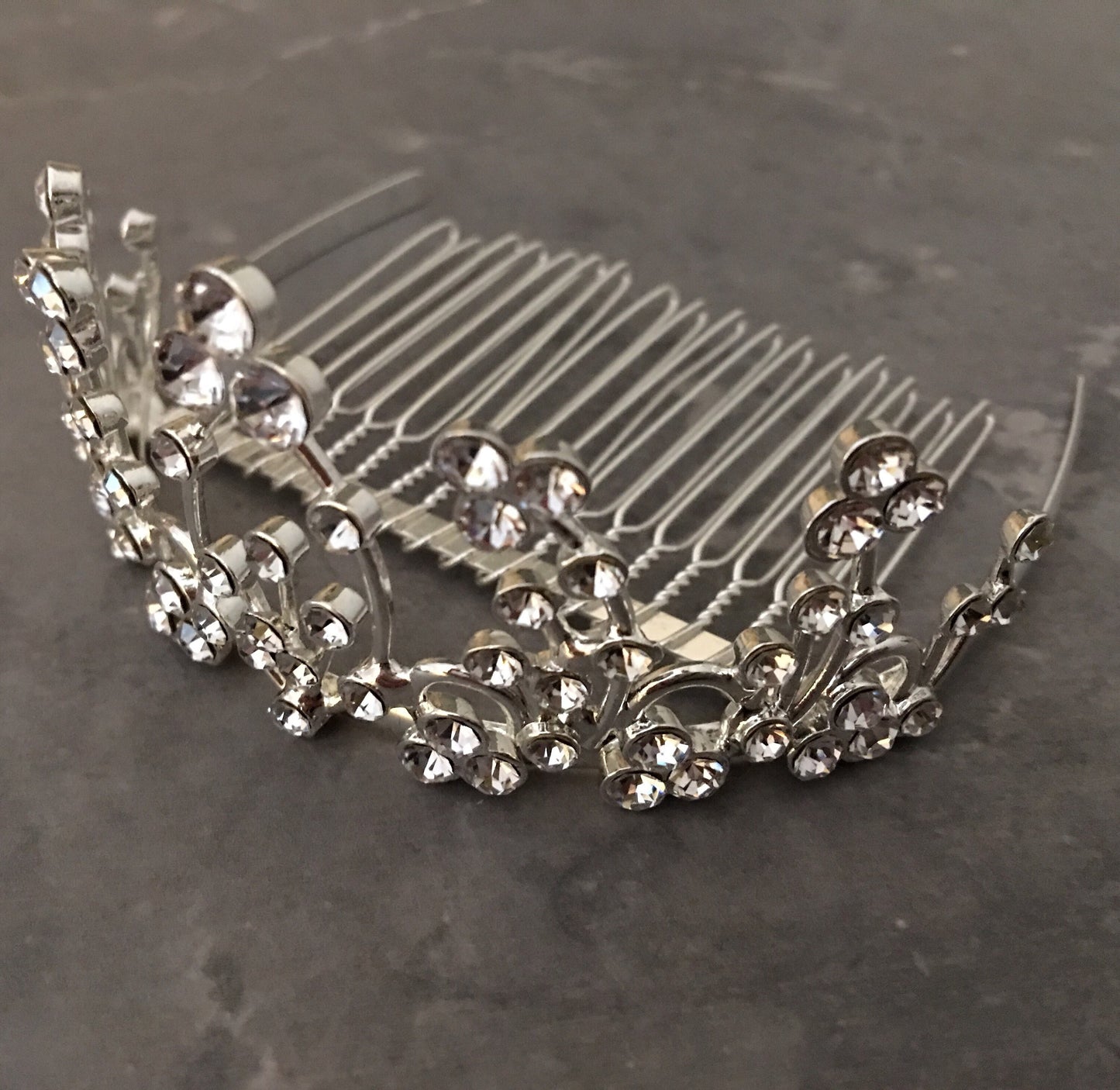 Audrey Hepburn style Tiara Crown small rhinestone decorative comb tiara Breakfast at Tiffany style wedding bridal veil bridal shower Holly Costume