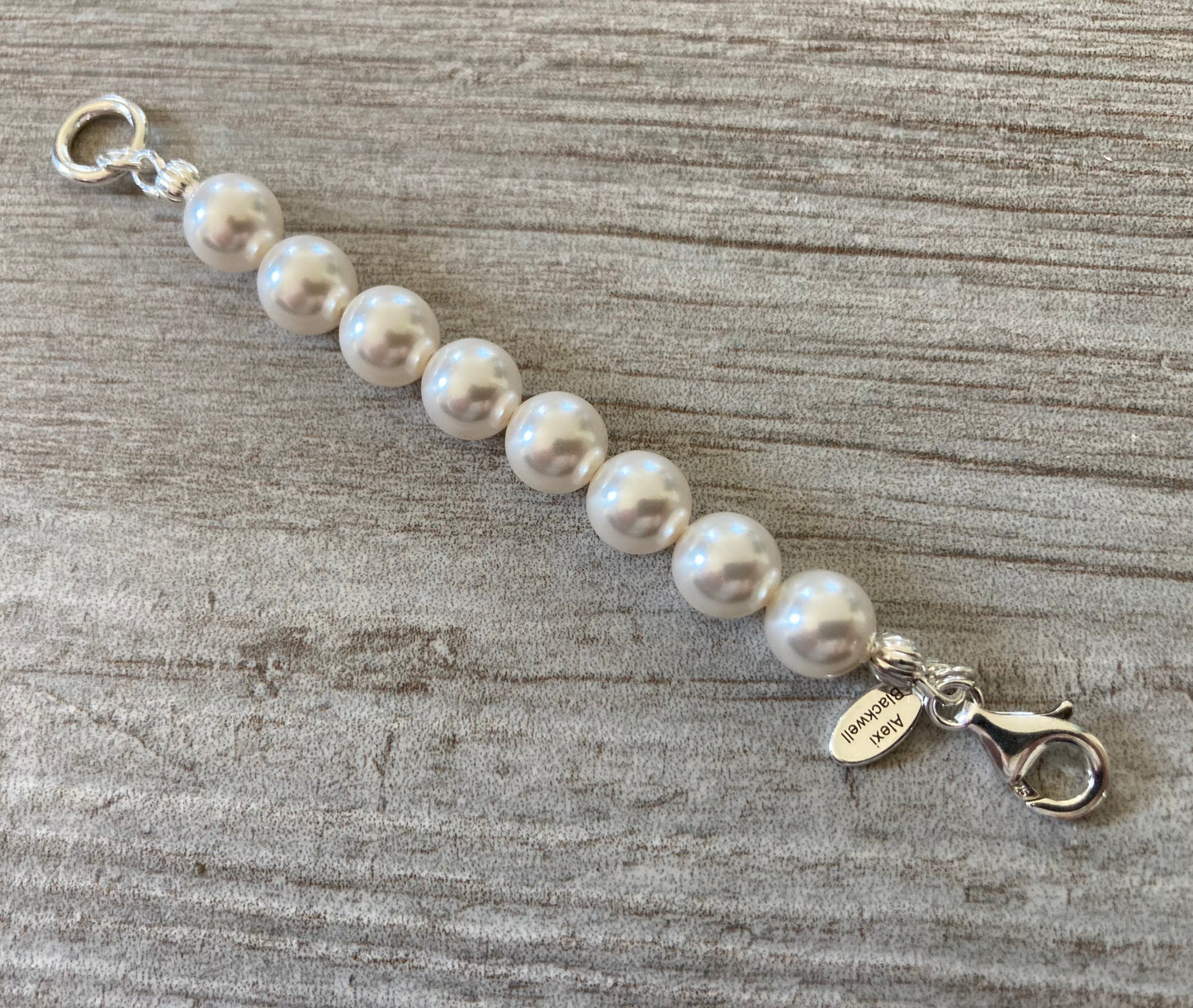 Pearl Necklace Extender with Sterling Silver Lobster Clasp and 8mm glass pearls 2 inches light grey dark gray pearls or choice of color