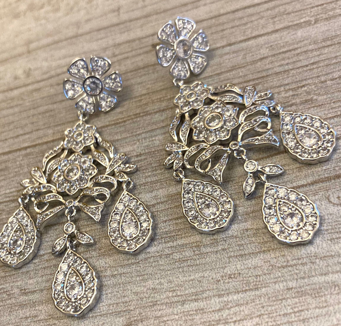 Girandole Earrings Rhinestone Chandelier Earrings in Gold or Silver historic jewelry replica earrings 18th century Georgian Victorian